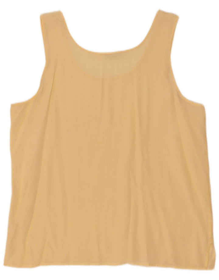Vintage Damen Ärmelloses Blusentop UK 16 Große gelbe Seide