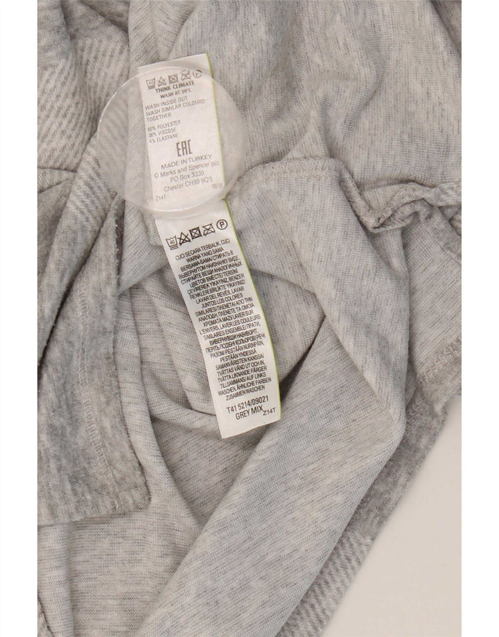 Marks & Spencer Damen-Top mit 3/4-Ärmeln, Größe S, Grau, geometrisch, Polyester