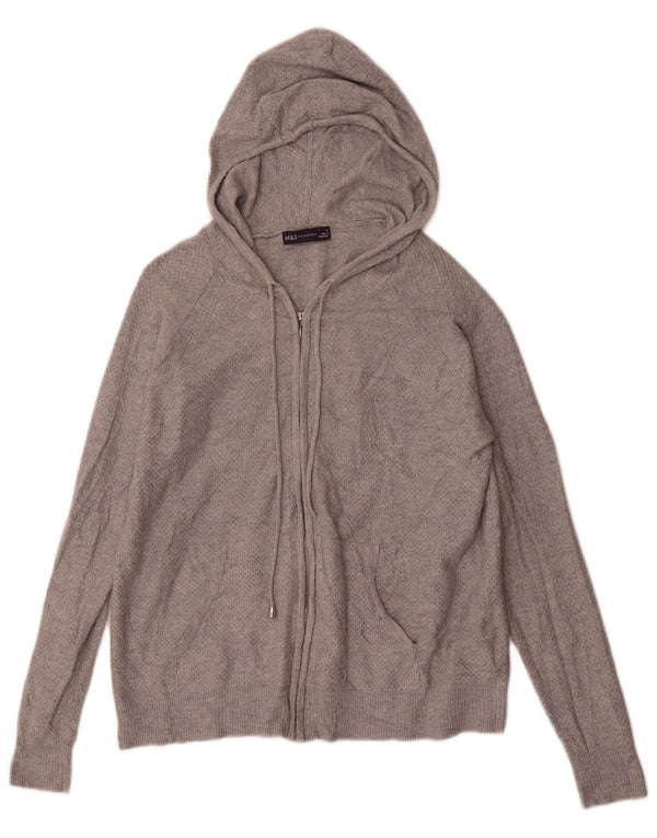 Marks & Spencer Damen-Cardigan mit Kapuze, UK 10, Größe S, graue Viskose