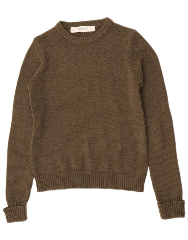 Zara Damen-Pullover mit U-Boot-Ausschnitt, UK 12, Medium Khaki, Acryl