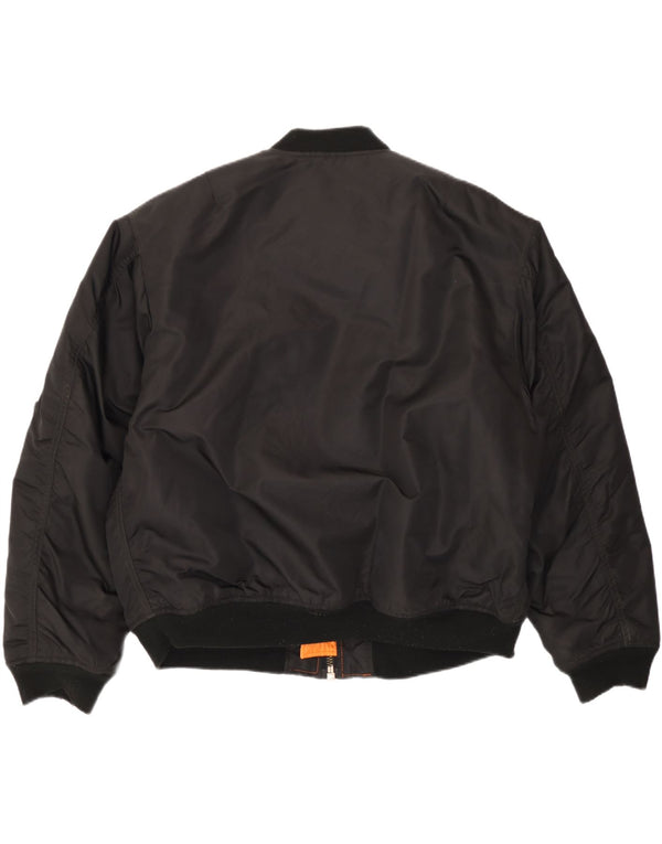 Vintage Herren Bomberjacke IT 52/54 XL Schwarz Nylon
