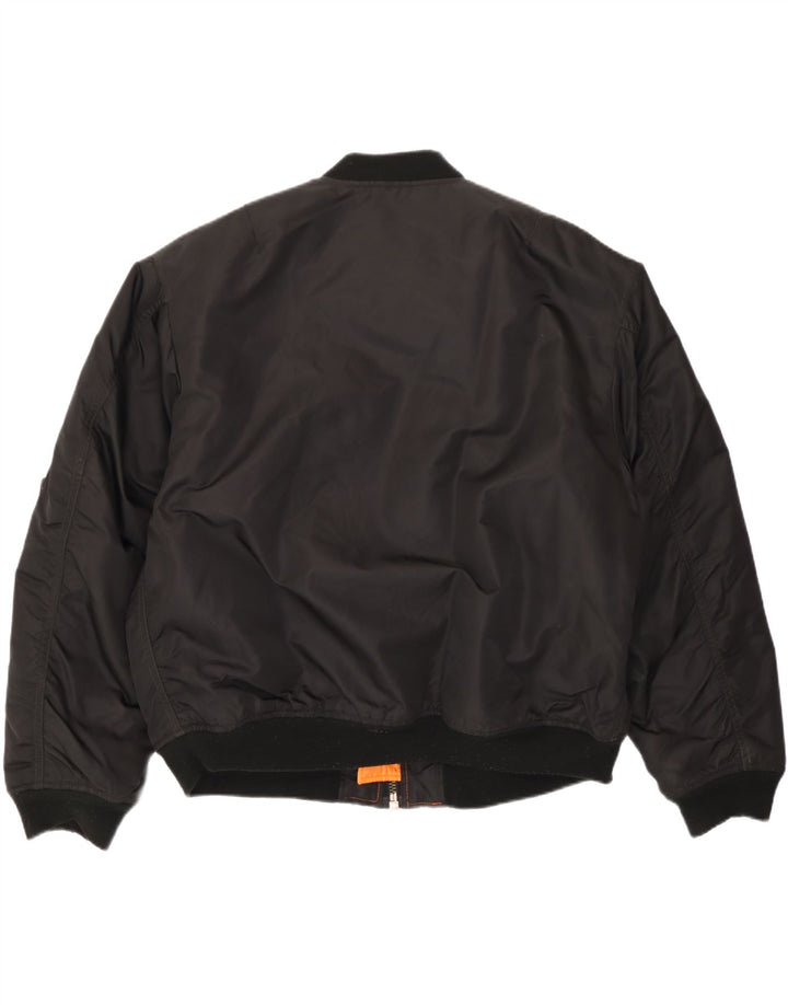 Vintage Herren Bomberjacke IT 52/54 XL Schwarz Nylon