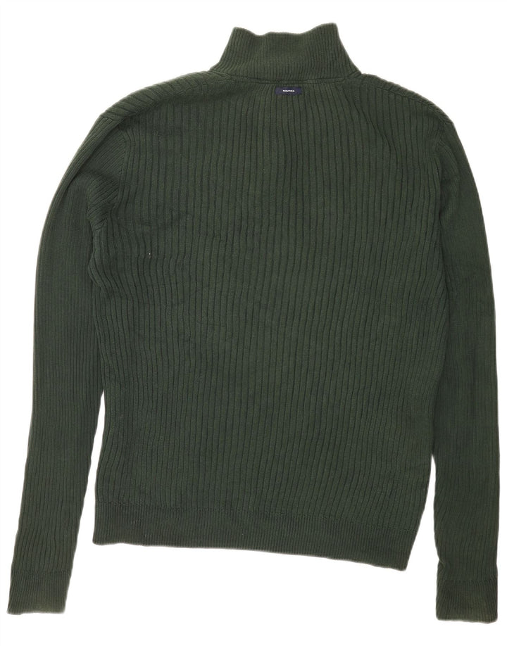Nautica Herren-Pullover mit Knopfkragen, groß, grüne Baumwolle