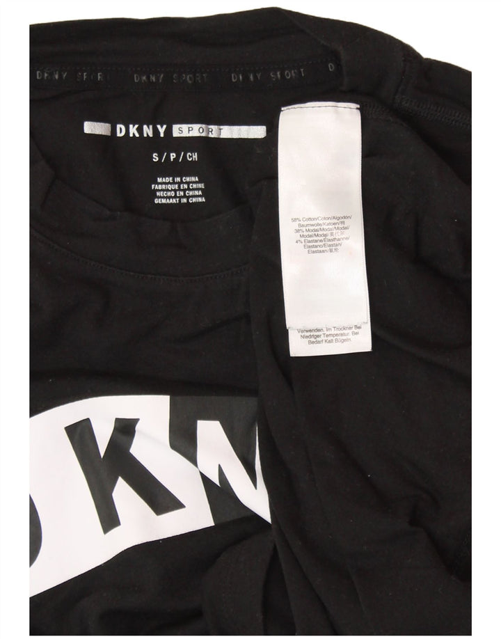 DKNY Womens Graphic Vest Top UK 10 Small Schwarze Baumwolle