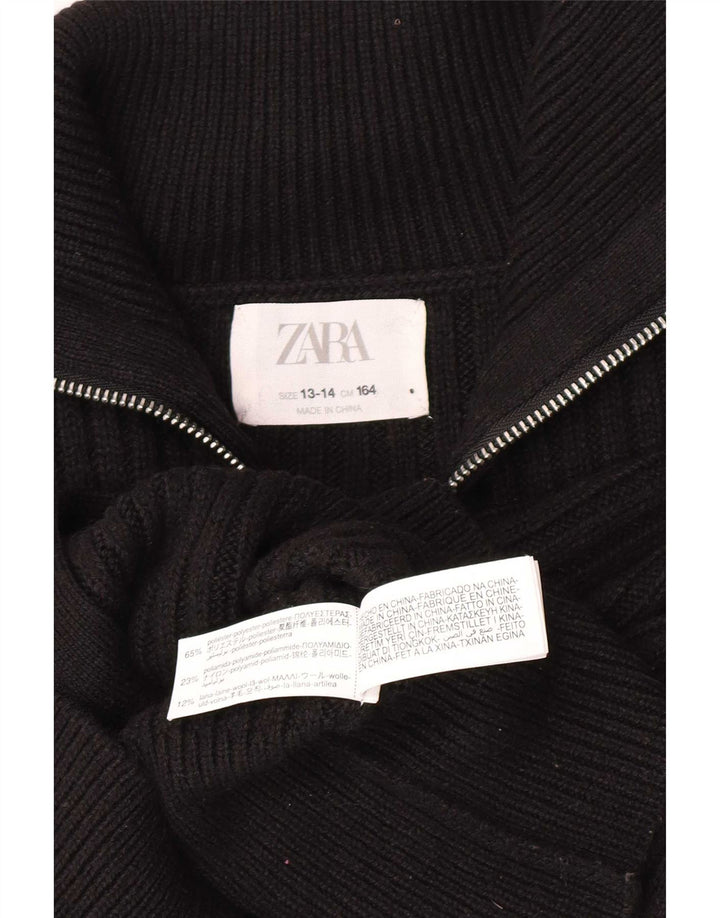 Zara Crop Cardigan für Mädchen, 13–14 Jahre, schwarzes Polyester