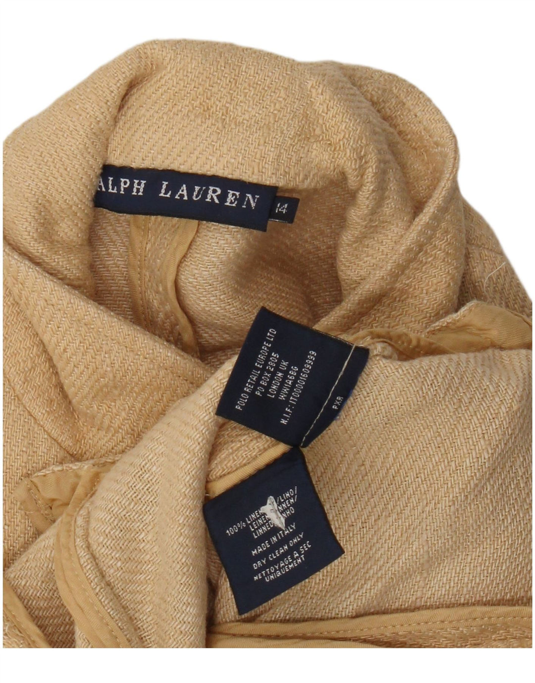 Ralph Lauren Jungen-Blazer mit 3 Knöpfen, 13–14 Jahre, beige Leinen