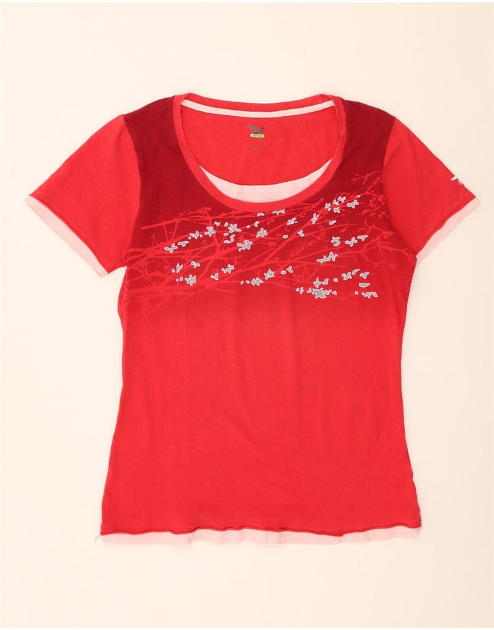 SALEWA Damen T-Shirt Top UK 14 Medium Red Floral