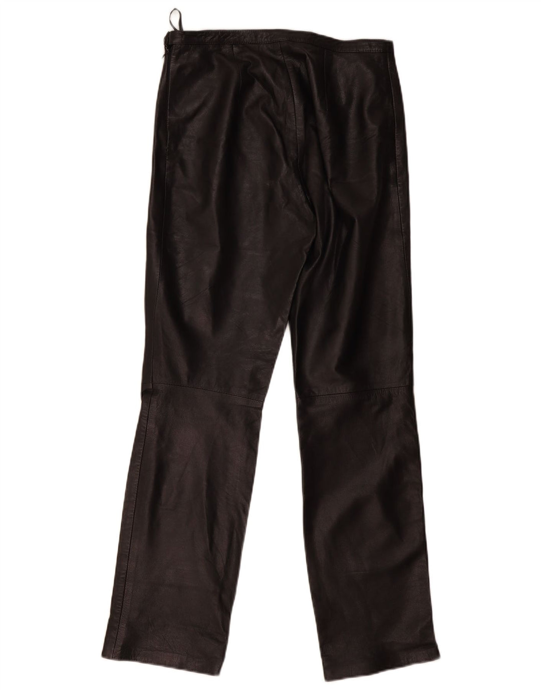 Vintage Damen Gerade Lederhose W28 L29 Schwarzes Leder