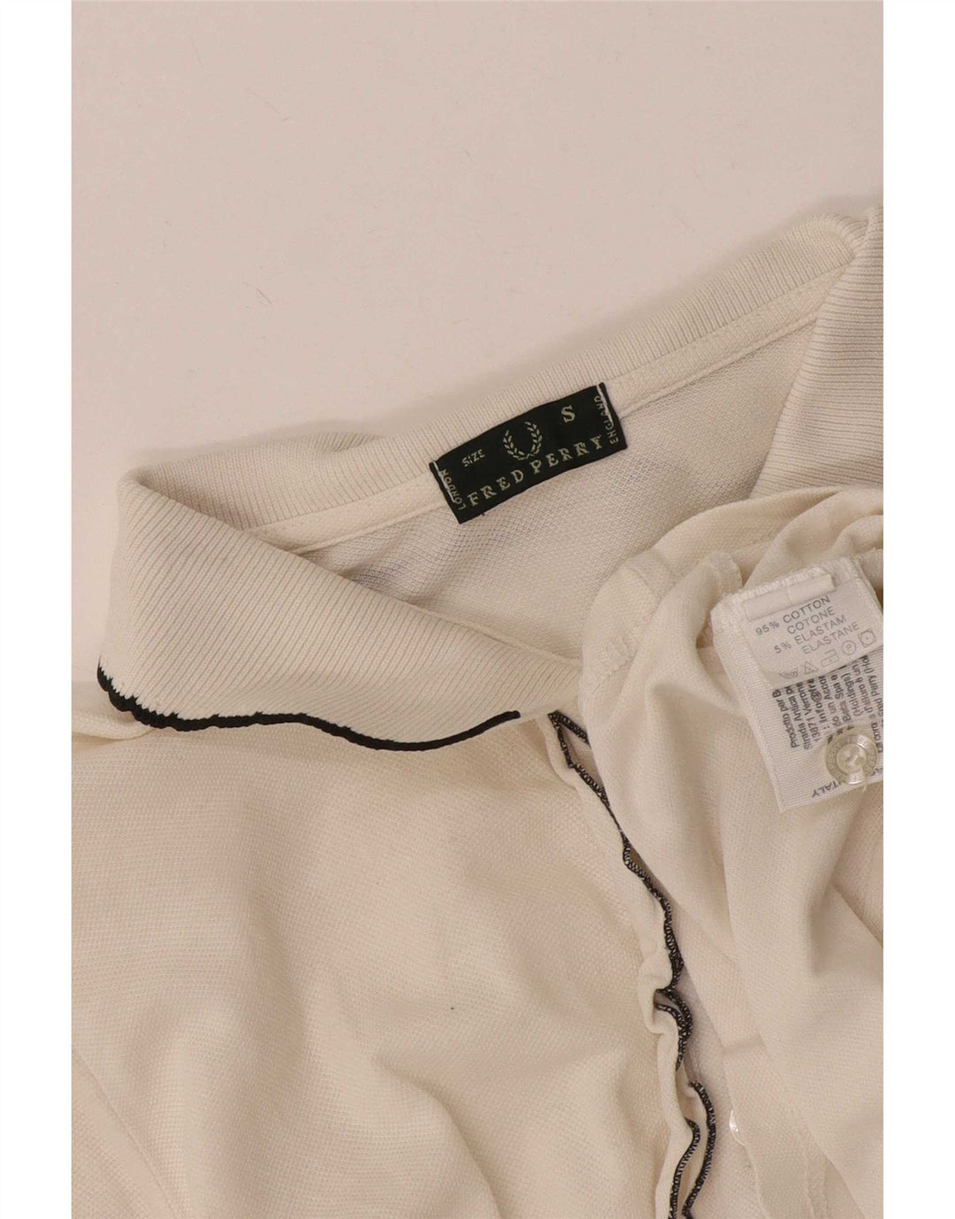 Fred Perry Damen Poloshirt UK 10 Small Off White Baumwolle