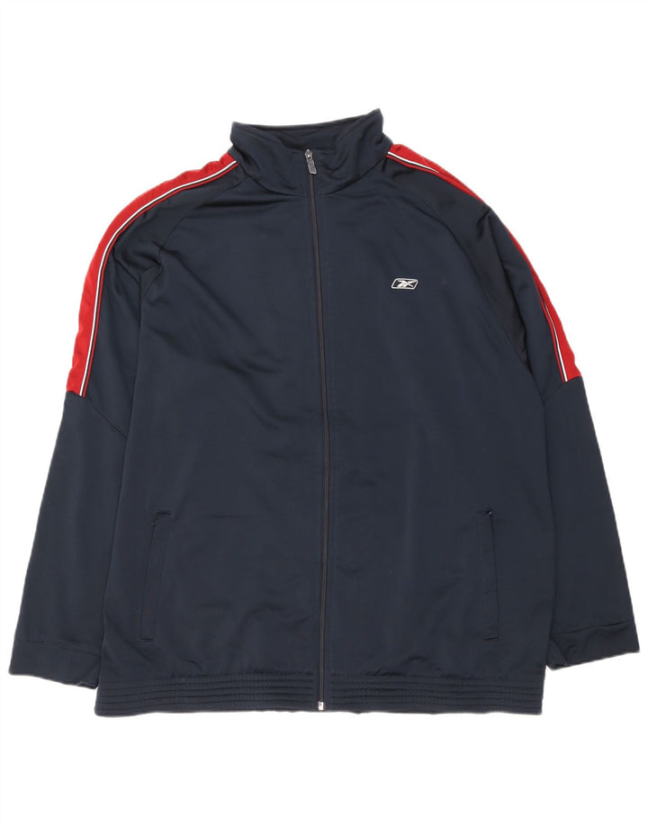 Reebok Herren-Trainingsanzug-Top-Jacke XL, Marineblau, Farbblock