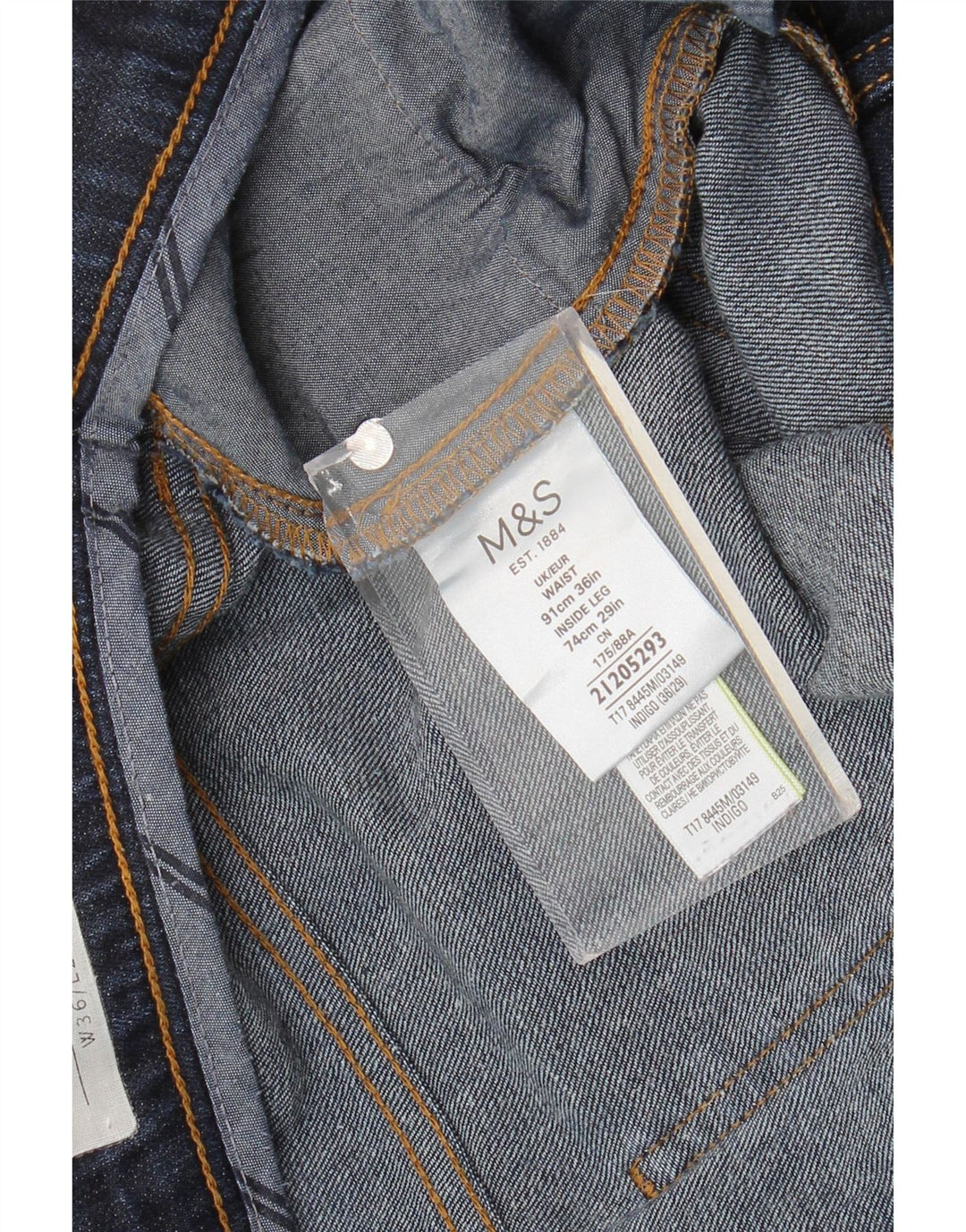 Marks & Spencer Herren Tapered Jeans W36 L29 Marineblaue Baumwolle