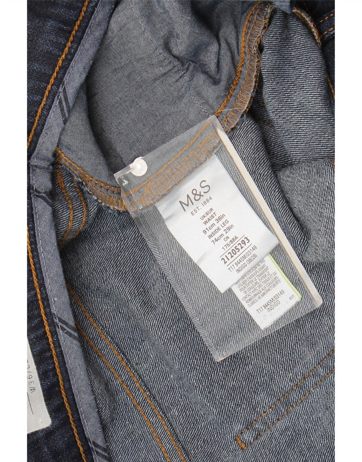 Marks & Spencer Herren Tapered Jeans W36 L29 Marineblaue Baumwolle