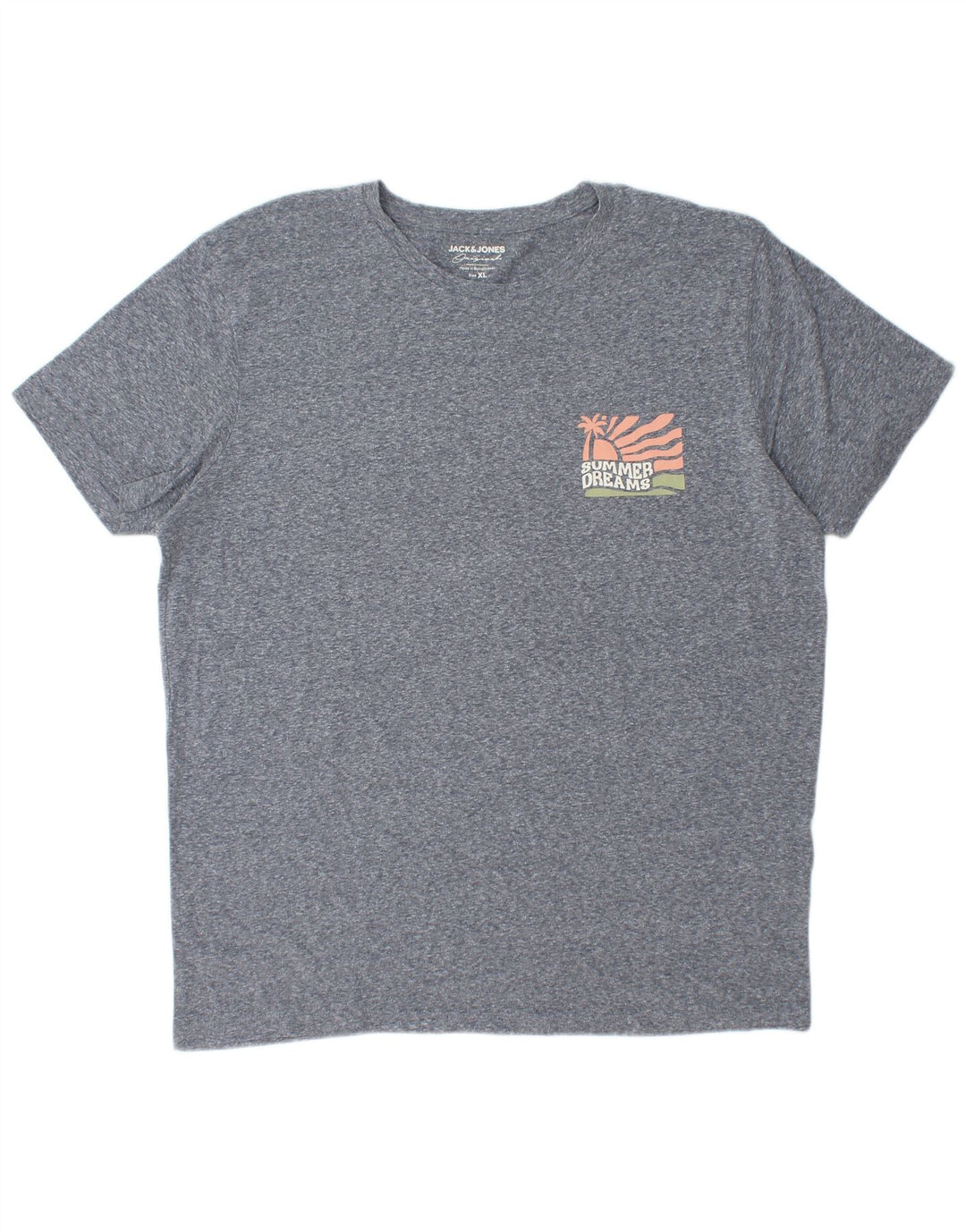 Jack & Jones Herren T-Shirt Top XL Grau gefleckte Baumwolle
