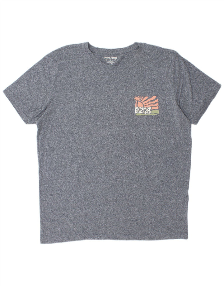 Jack & Jones Herren T-Shirt Top XL Grau gefleckte Baumwolle
