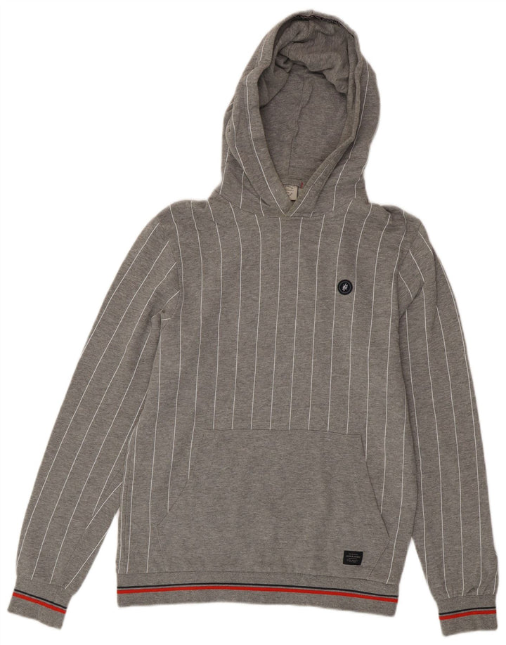 Jack & Jones Herren-Kapuzenpullover, klein, grau gestreift, Baumwolle