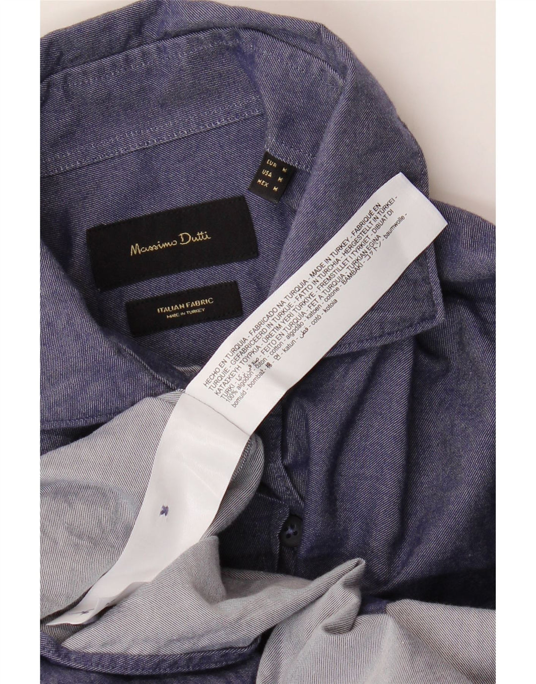 Massimo Dutti Herrenhemd aus mittelblauer Baumwolle in Marineblau