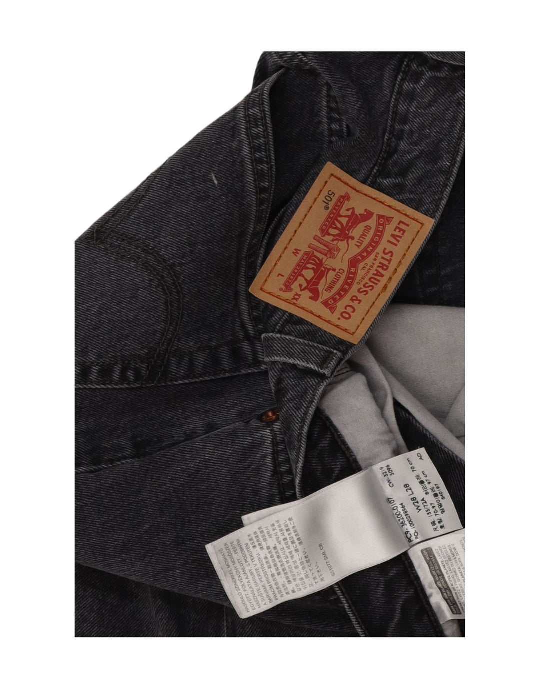 LEVI'S Damen 501 Straight Jeans W28 L28 Schwarze Baumwolle