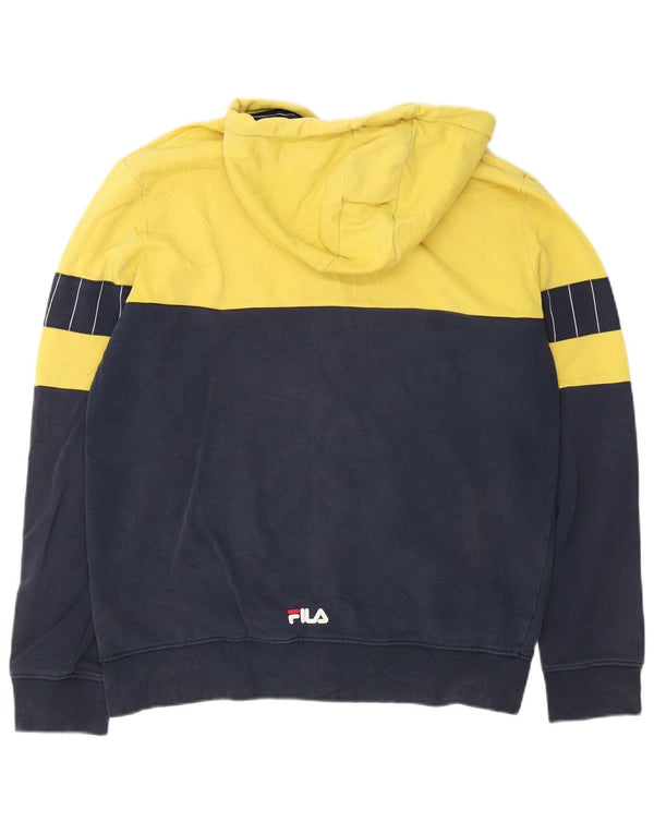 Fila Mens Graphic Zip Hoodie Sweater Large Navy Blue Colourblock