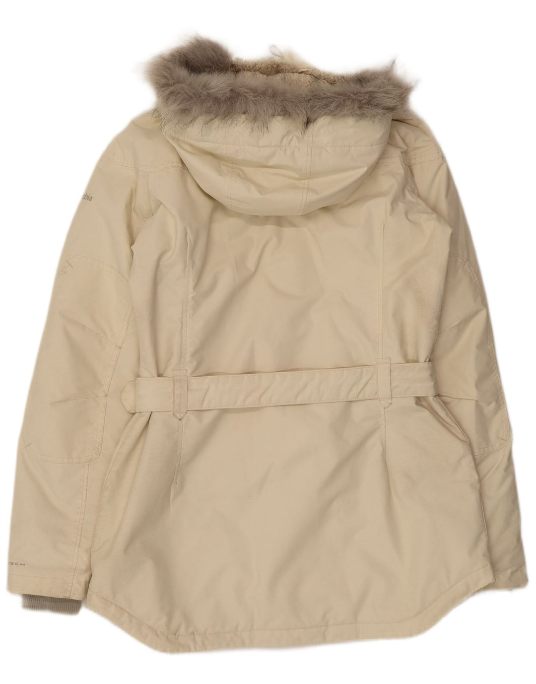 COLUMBIA Damen-Windbreaker-Mantel mit Kapuze, UK 14, Medium, gebrochenes weißes Nylon