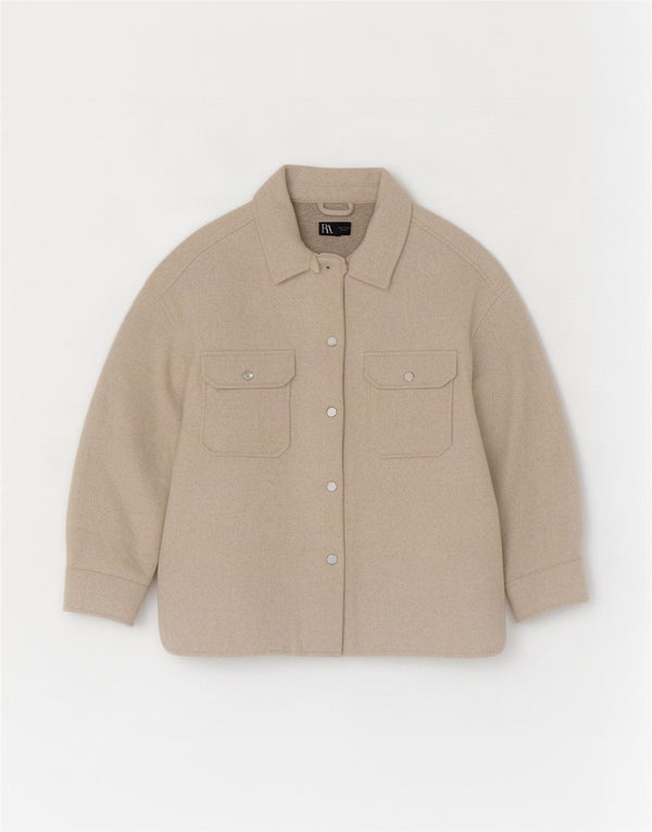 Zara Damen Overshirt Flanellhemd UK 8 XS Beige Polyester