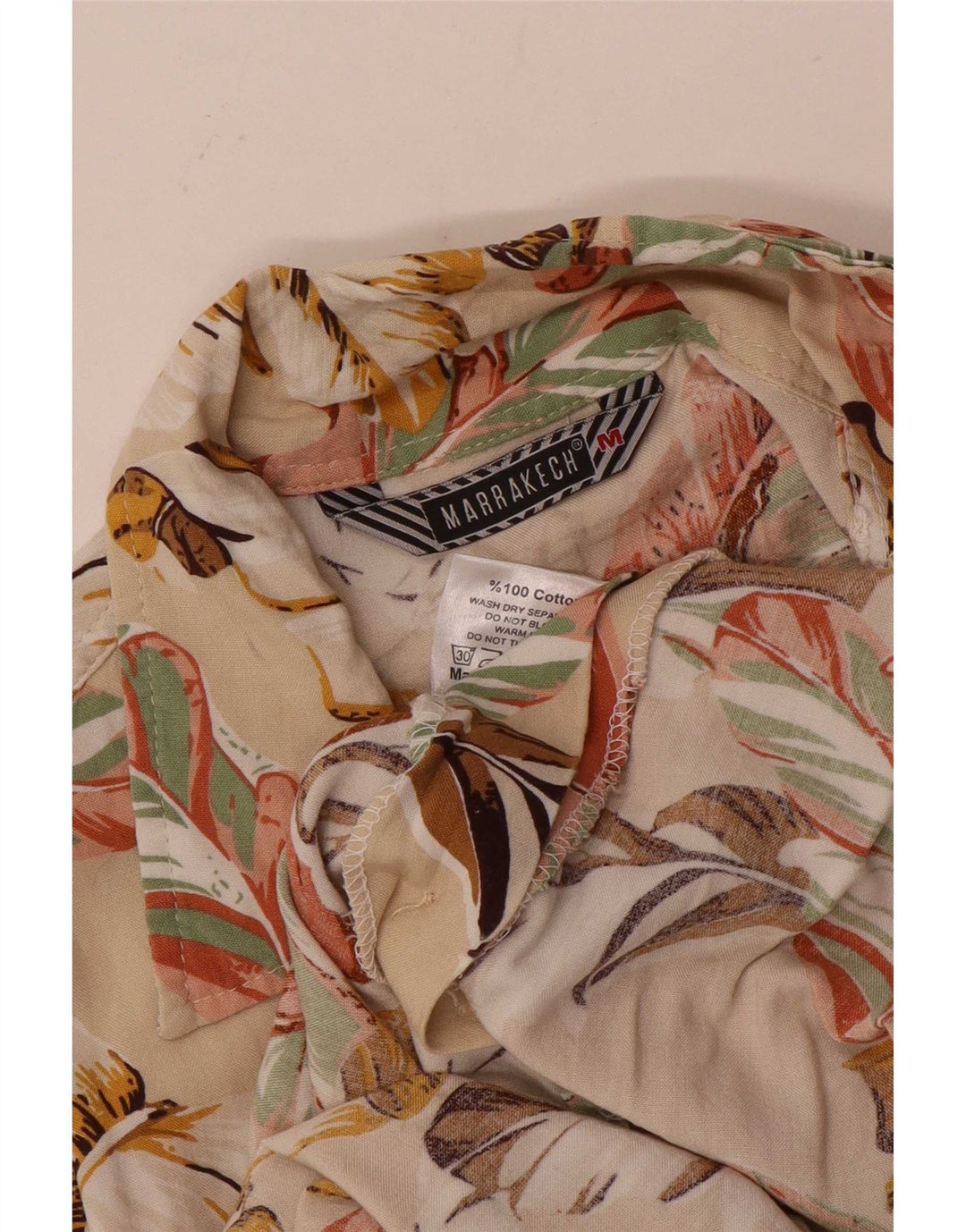 Marrakesch Herrenhemd Mittelbeige Baumwolle mit Blumenmuster