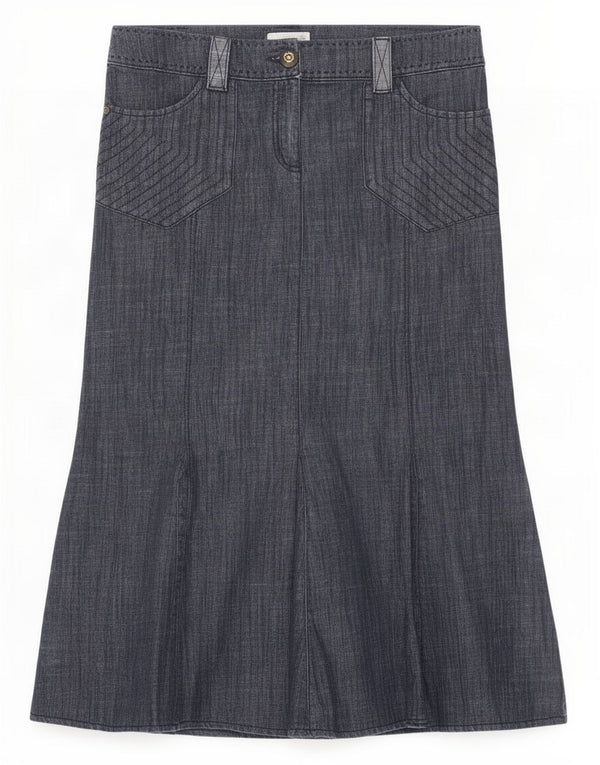 Marks & Spencer Damen Per Una Jeansrock UK 14 Large W32 Marineblaue Baumwolle