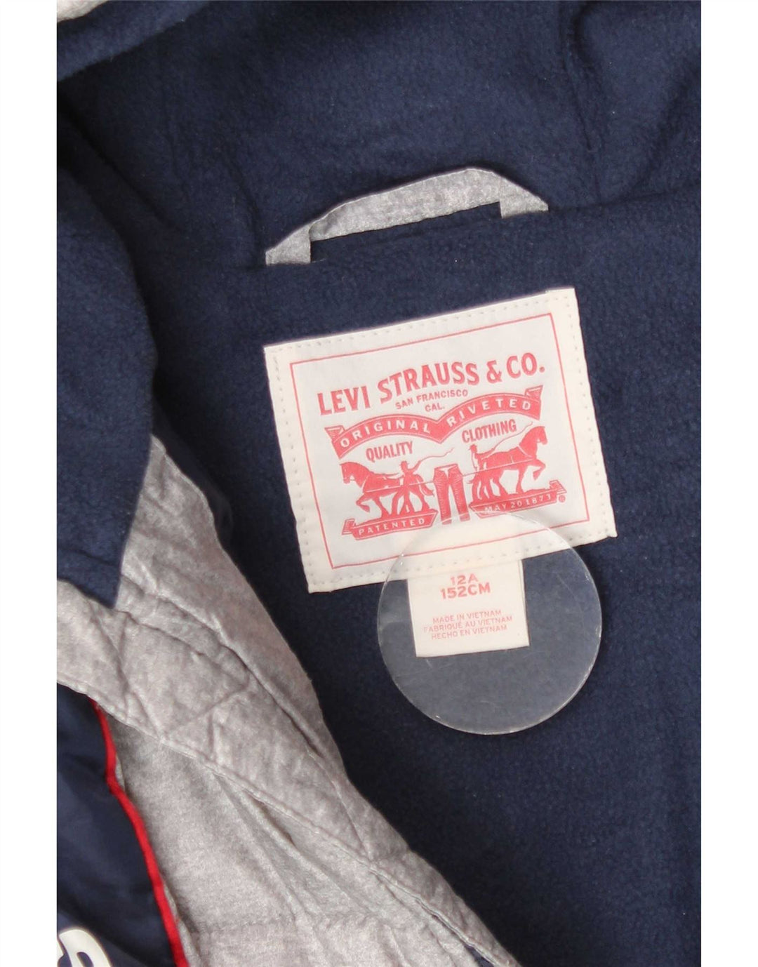 Levi's Jungen wattierte Jacke mit grafischer Kapuze, 11–12 Jahre, graues Farbblockdesign