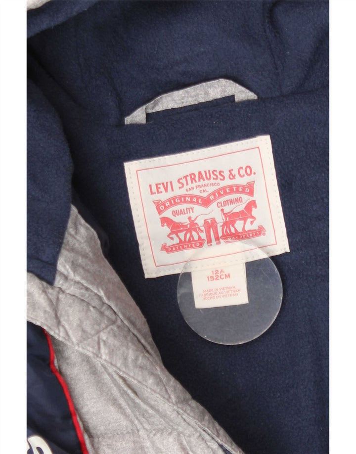 Levi's Jungen wattierte Jacke mit grafischer Kapuze, 11–12 Jahre, graues Farbblockdesign