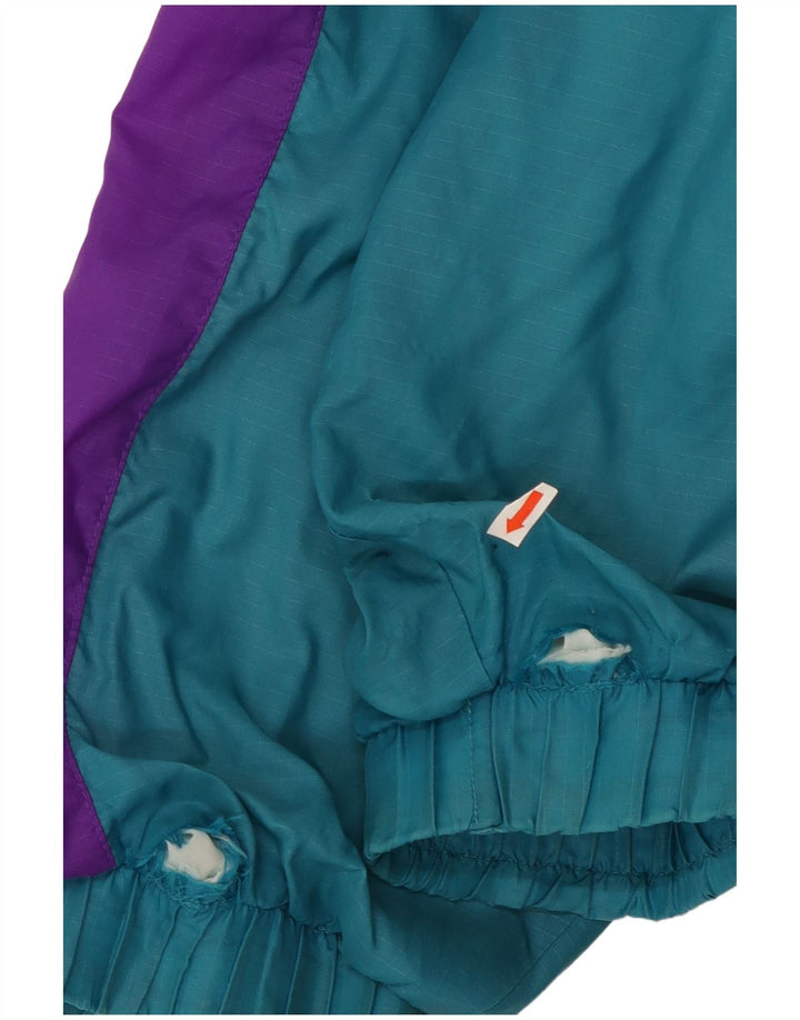 Vintage Herren-Trainingsanzug-Top-Jacke, groß, Türkis, Farbblock-Nylon, 90er-Jahre