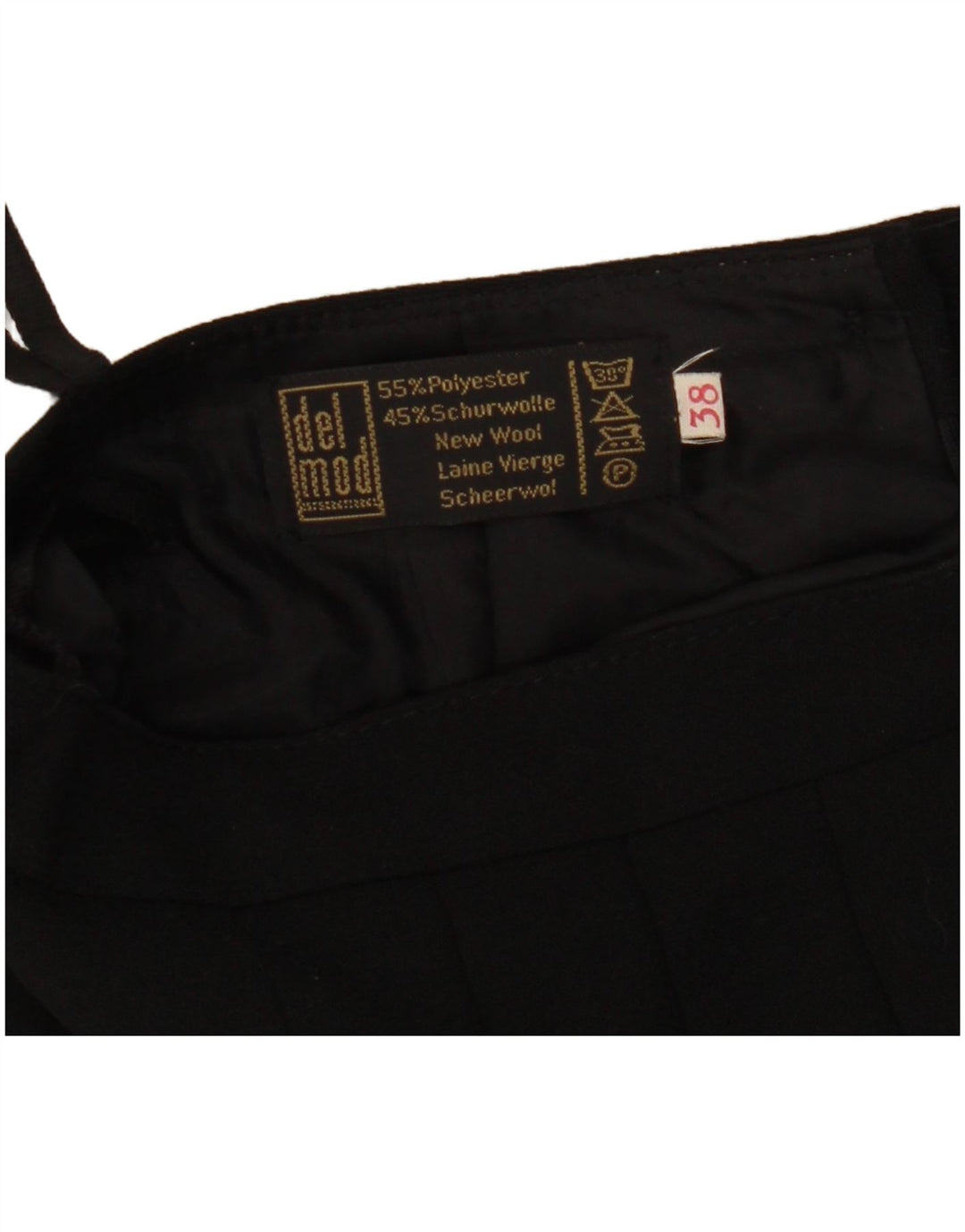 Del Mod Damen-Faltenrock mit hoher Taille, EU 38, Mittel W27, schwarzes Polyester