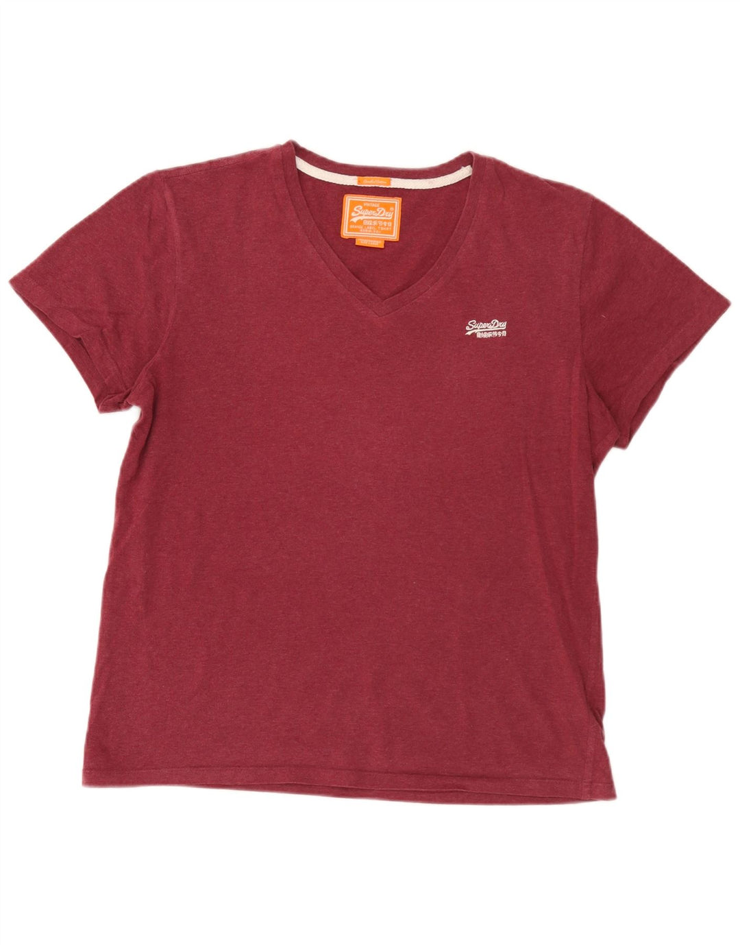 Superdry Herren T-Shirt Top Large Burgund Baumwolle