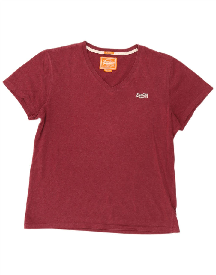 Superdry Herren T-Shirt Top Large Burgund Baumwolle