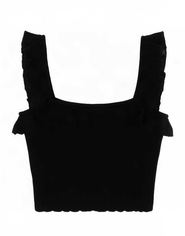 Zara Damen Crop Top UK 8 Small Schwarze Viskose
