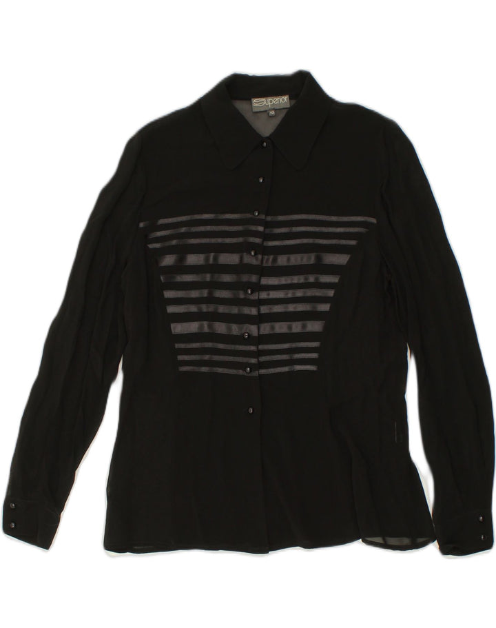 SUPERIOR Womens Shirt Blouse IT 42 Medium Brown Polyester | Vintage Superior | Thrift | Second-Hand Superior | Used Clothing | Messina Hembry 