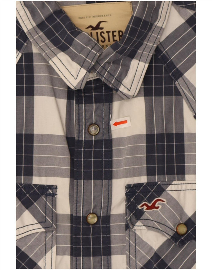 Hollister Herrenhemd, klein, marineblau, kariert, Baumwolle