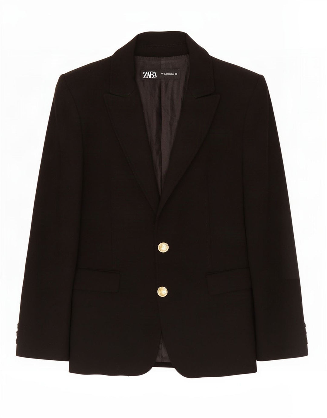 Zara Damen 2-Knopf-Blazerjacke UK 6 XS Schwarz Polyester
