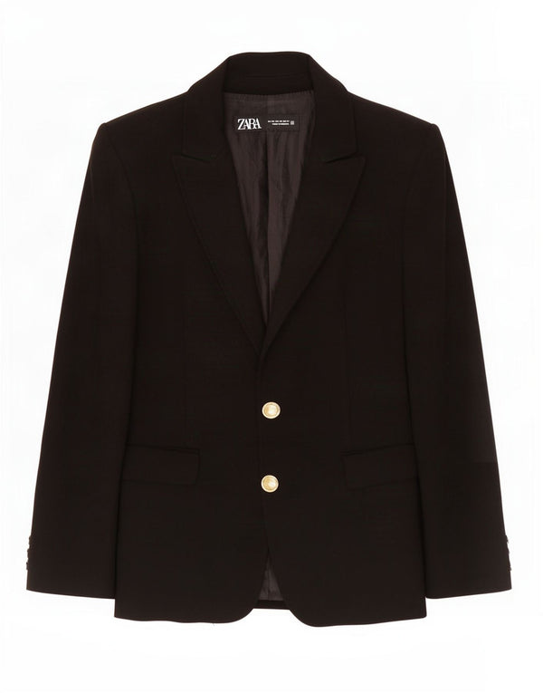 Zara Damen 2-Knopf-Blazerjacke UK 6 XS Schwarz Polyester