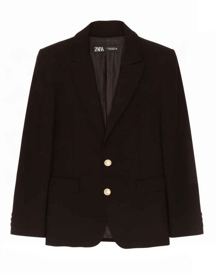 Zara Damen 2-Knopf-Blazerjacke UK 6 XS Schwarz Polyester