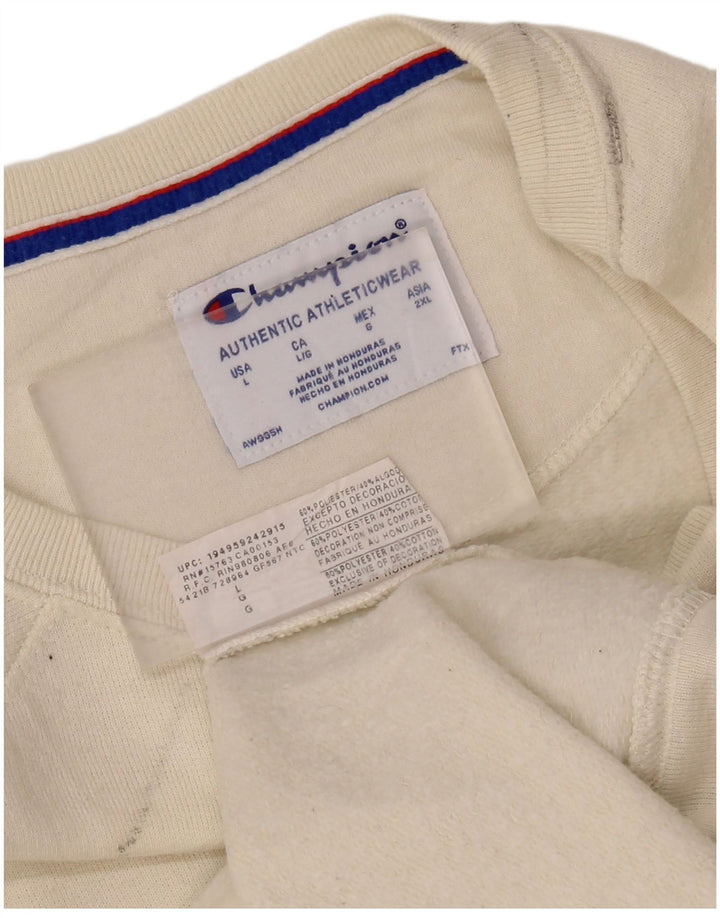 CHAMPION Herren-Sweatshirt-Pullover, groß, cremefarbenes Polyester
