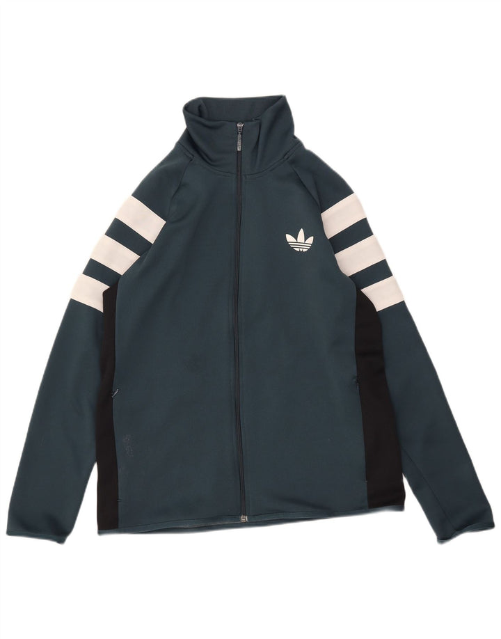 Adidas Herren-Trainingsanzug-Top-Jacke, großes grünes Farbblock-Polyester
