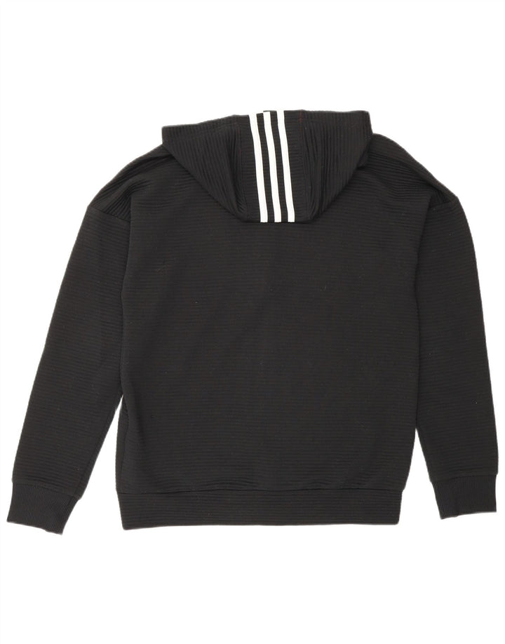 Adidas Jungen Kapuzenpullover mit Reißverschluss, 13–14 Jahre, schwarzes Polyester