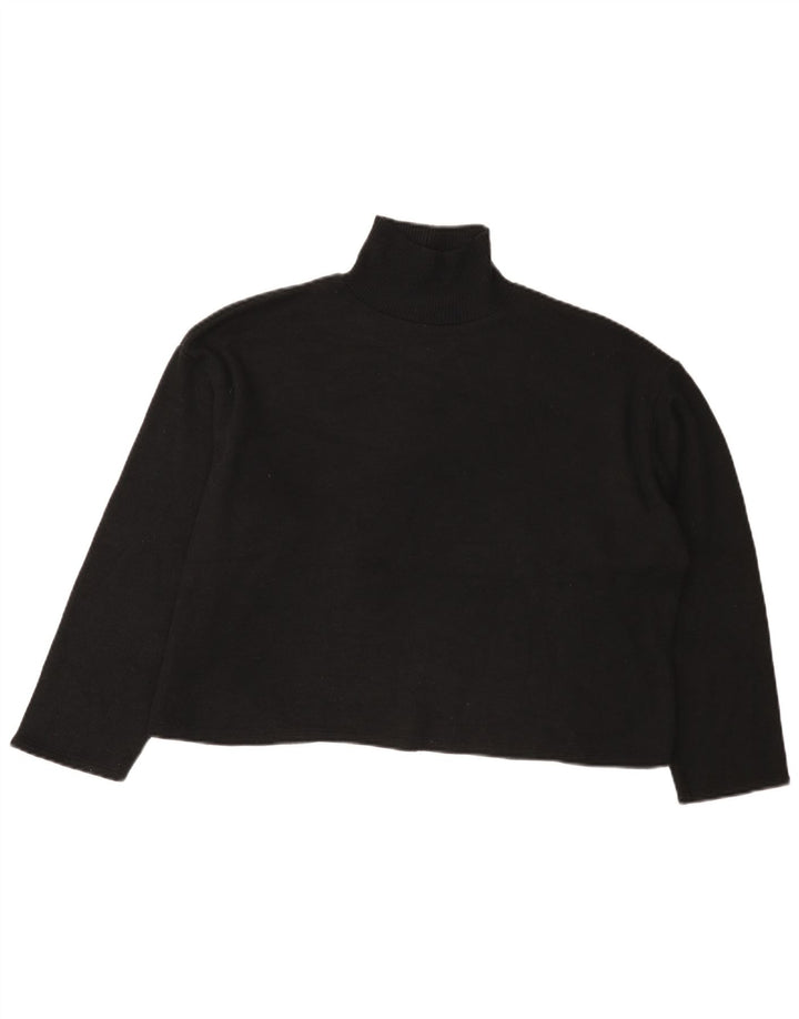 Zara Damen Crop Oversized Rollkragenpullover Pullover UK 14 Large Schwarz
