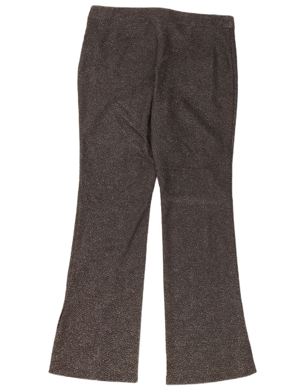 Etam Damen Flare Freizeithose UK 14 Large W32 L30 Schwarz gefleckte Viskose