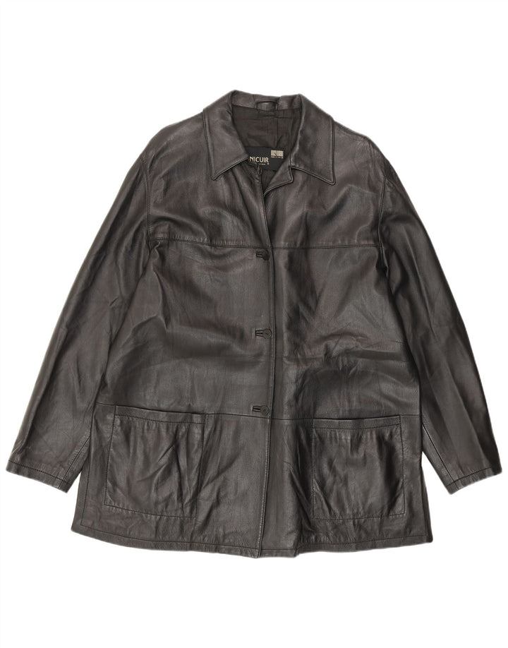 Vintage Damen Lederjacke IT 54 3XL Schwarzes Leder
