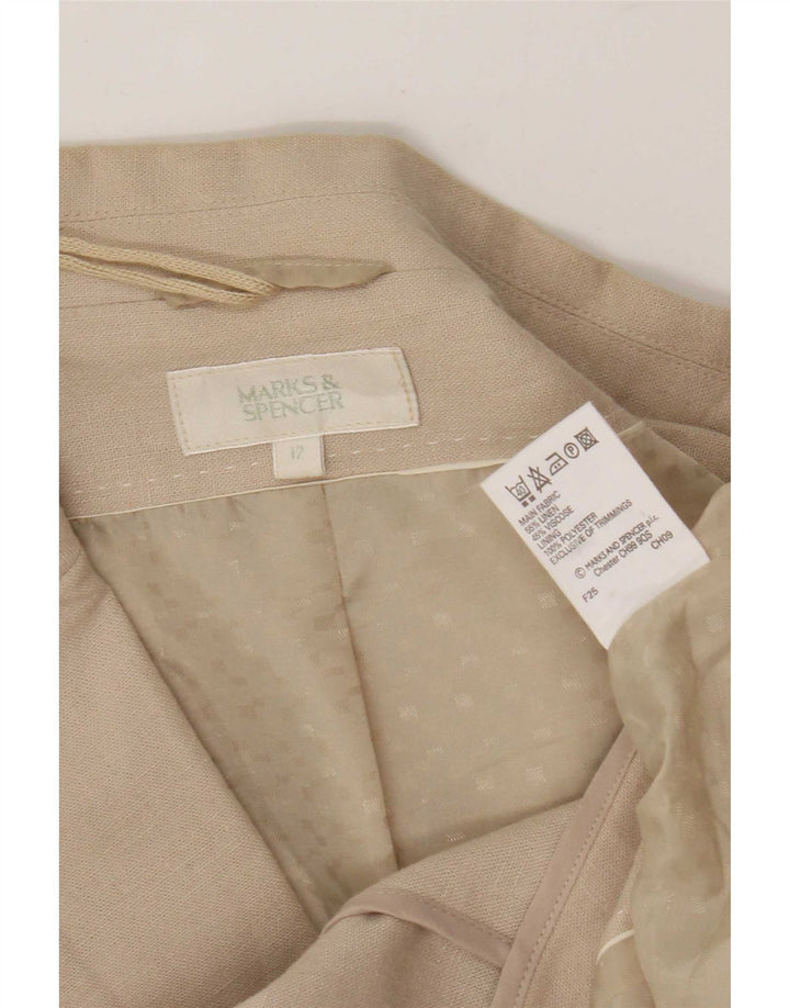 Marks & Spencer Damen-Blazer mit 2 Knöpfen, UK 12, Mittelbeige, Leinen