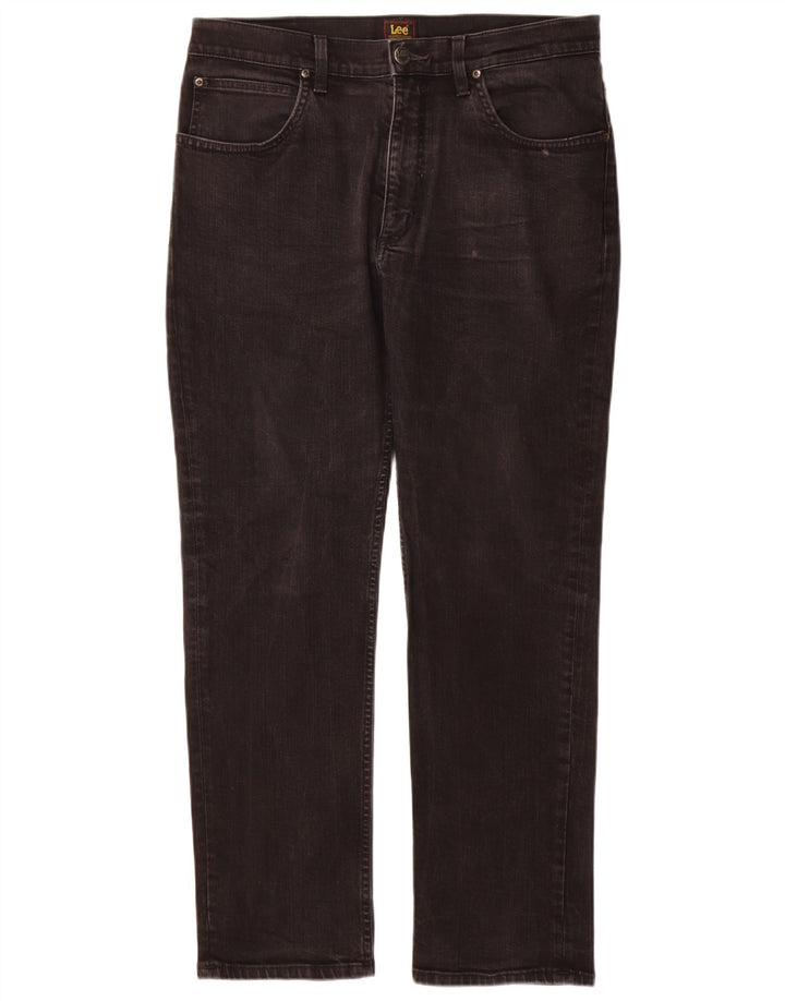 Lee Herren Brooklyn Straight Jeans W34 L30 Schwarze Baumwolle