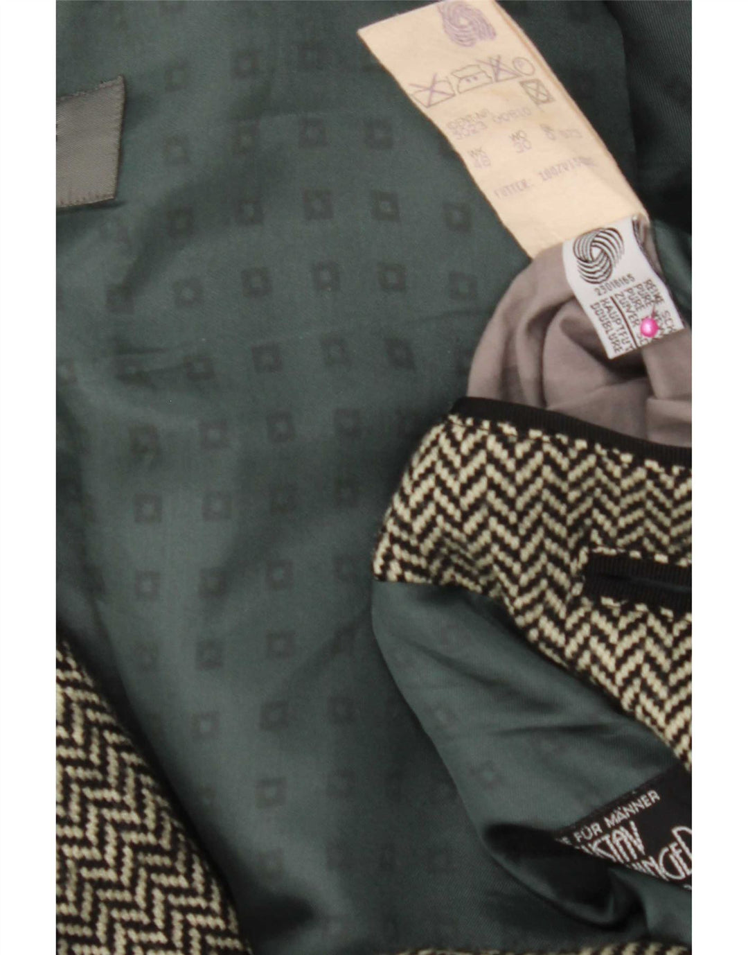 Hugo Boss Herren-Blazer mit 2 Knöpfen, EU 56, 3XL, schwarzes Fischgrätenmuster