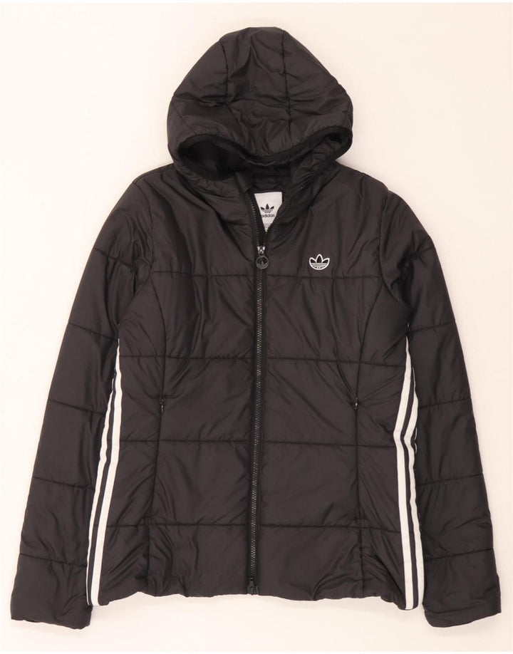 Adidas Damen Kapuzenjacke, gepolstert, UK 16, Größe L, Schwarz, Polyester