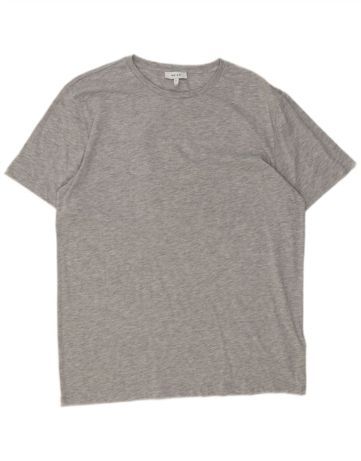 REISS Mens T-Shirt Top Large Grey Cotton