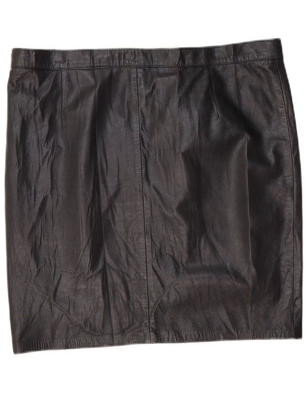 Lavorazione Artigiana Damen Mini-Lederrock W36 XL Schwarz